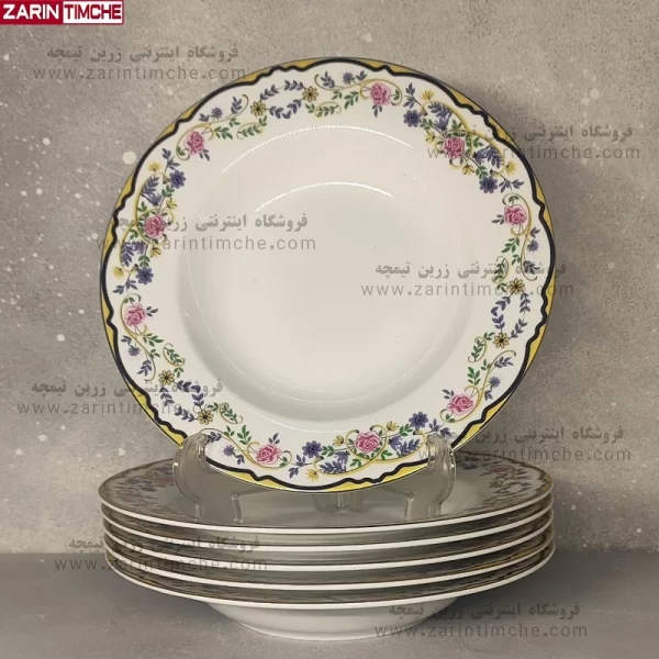 بشقاب خورشت خوری چینی زرین مدل گلستان-زرین تیمچه