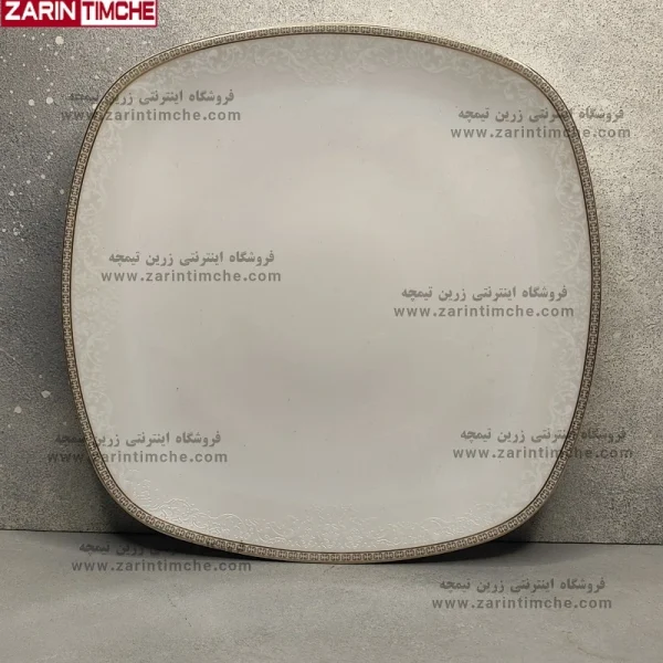 بشقاب غذاخوری چینی زرین مدل ریوا طلایی مربع-زرین تیمچه