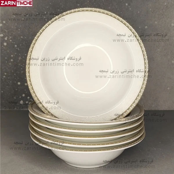 پیاله ماست خوری چینی زرین مدل ریوا طلایی-زرین تیمچه