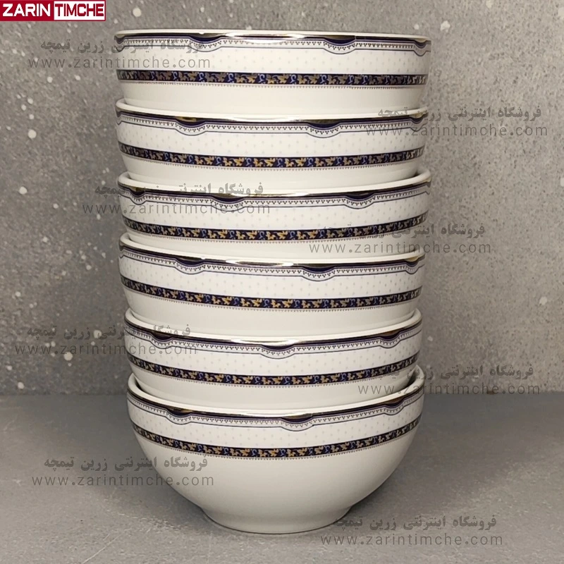 پیاله ترشی چینی زرین مدل پرشیا سرمه ای-زرین تیمچه