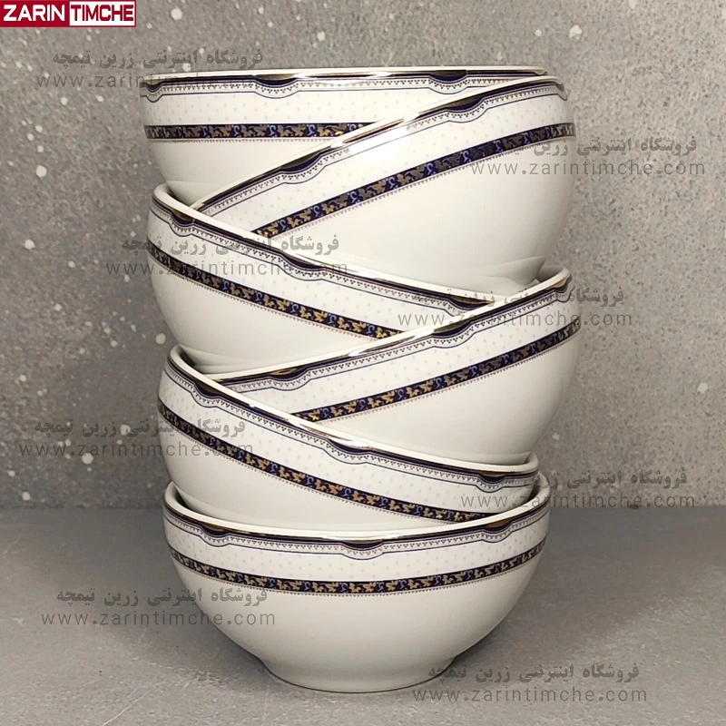 پیاله چینی زرین مدل پرشیا سرمه ای-زرین تیمچه