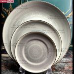 سرویس 18 نفره جهیزیه قالب کوئین مدل آلارز چینی لورین-زرین تیمچه