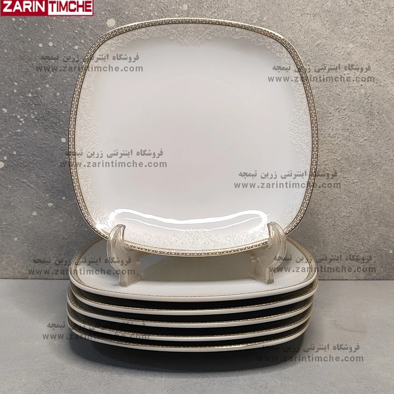 پیش دستی چینی زرین کواترو مدل ریوا طلایی-زرین تیمچه