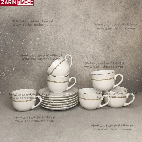 فنجان و نعلبکی چایخوری چینی زرین مدل هدیه طلایی-زرین تیمچه