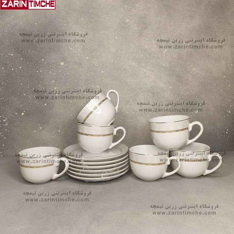 فنجان و نعلبکی چایخوری چینی زرین مدل هدیه طلایی-زرین تیمچه