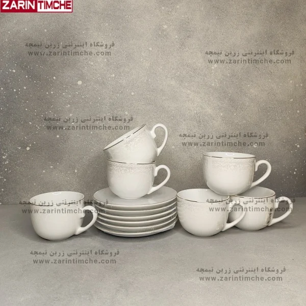 فنجان و نعلبکی چایخوری چینی زرین مدل سیلوان-زرین تیمچه