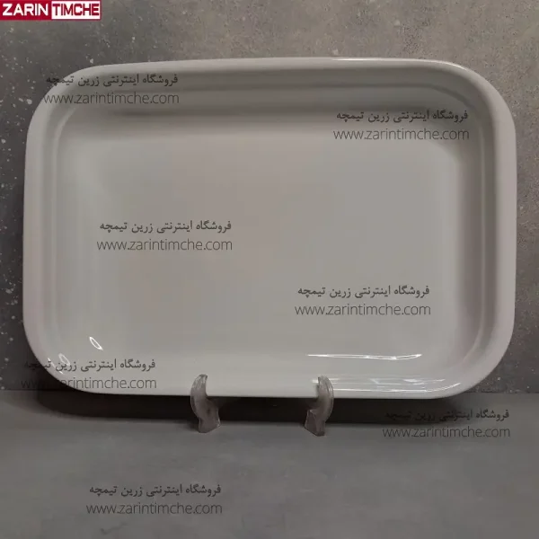 تابه لازانیا مستطیل چینی زرین مدل سفید-زرین تیمچه