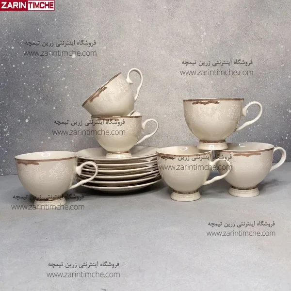 فنجان و نعبلکی چایخوری نیوبن چاینا برند اودیسه کالکشن ماربلا کد 8019-زرین تیمچه
