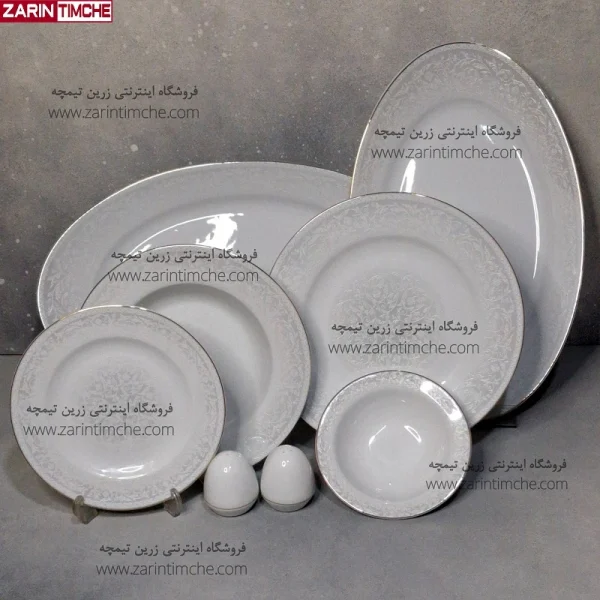 سرویس شش نفره غذاخوری 28 پارچه چینی زرین مدل سیلوان-زرین تیمچه