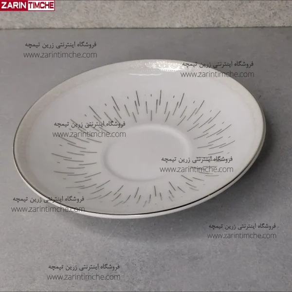 نعلبکی زیر استکانی چینی زرین مدل مهرانا پلاتین-زرین تیمچه