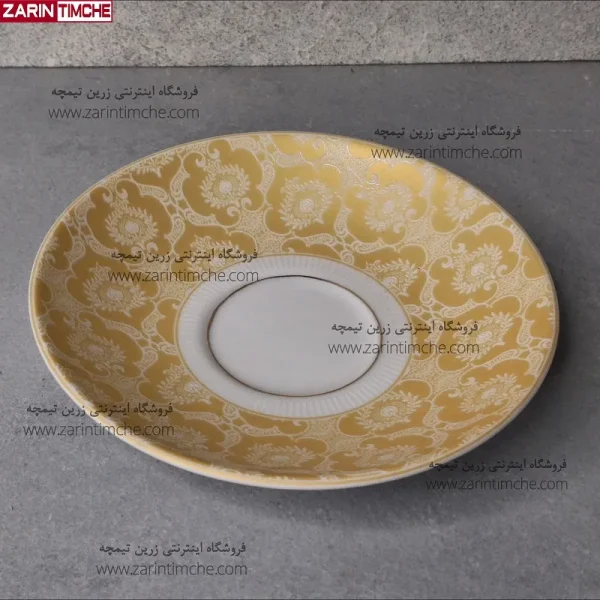 نعلبکی زیر استکانی چینی زرین مدل هدیه طلایی - زرین تیمچه