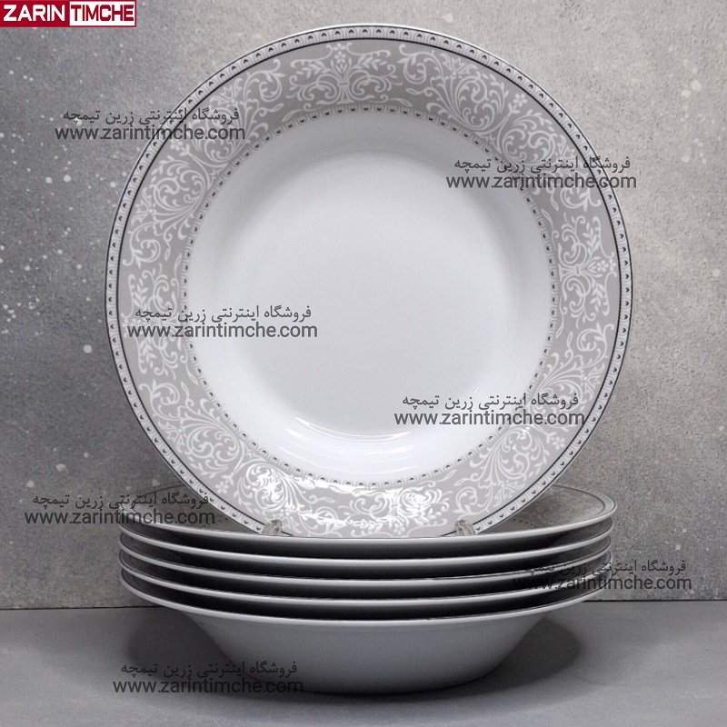 بشقاب خورشت خوری چینی زرین مدل ورونا طوسی - زرین تیمچه